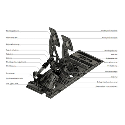 Asetek Sim Racing Forte S Series Brake & Throttle