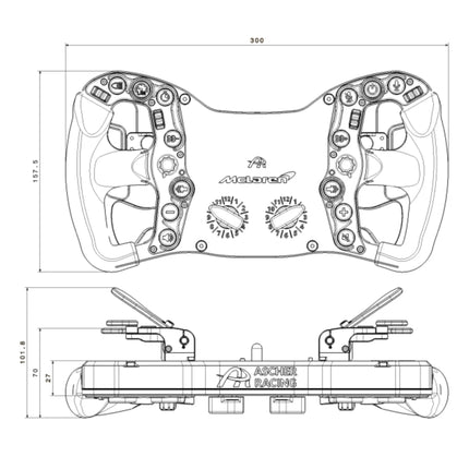Detail diagram of the McLaren Artura Pro SC steering wheel layout in black and white.