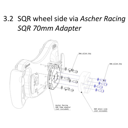 Detail shot of the steering wheel connection diagram with labeled points.