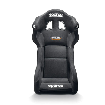 Sparco Circuit II QRT racing seat in black, front view showcasing ergonomic design.