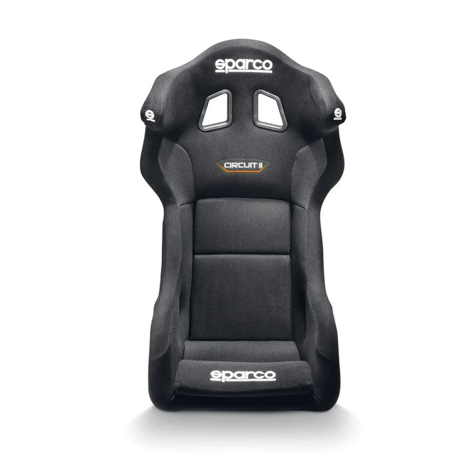 Sparco Circuit II QRT racing seat in black, front view showcasing ergonomic design.
