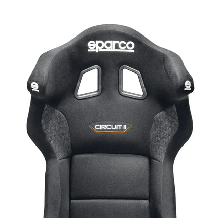 Dimensions diagram of Sparco Circuit II QRT racing seat with labelled measurements.