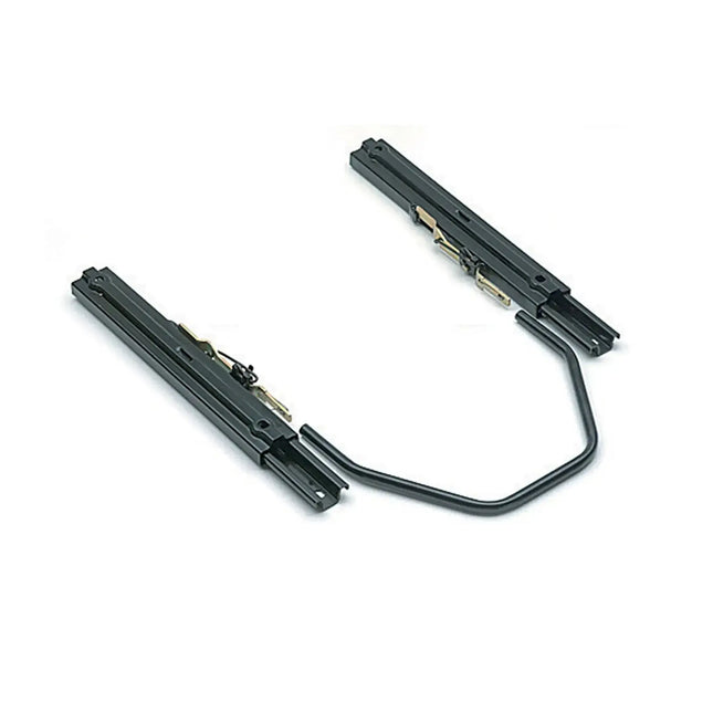 Detail shot of adjustable slide runners in black metal construction
